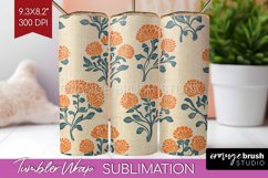 Vintage Flowers Tumbler Wrap - Floral Tumbler PNG Product Image 1