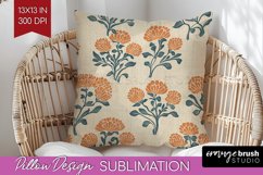 Vintage Flowers Pillow Sublimation - Floral Pillow Cover PNG Product Image 1