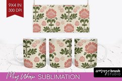 Vintage Flowers Mug Wrap - Floral Mug PNG Sublimation Product Image 1