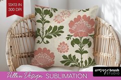 Vintage Flowers Pillow Sublimation - Floral Pillow Cover PNG Product Image 1