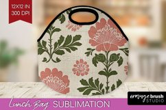 Vintage Flowers Lunch Bag - Floral Lunch Bug PNG Sublimation Product Image 1