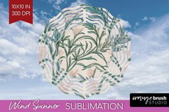 Vintage Flowers Wind Spinner Sublimation PNG - Floral Round Product Image 1