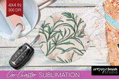 Vintage Flowers Car Coaster - Floral Coaster PNG Sublimation Product Image 1