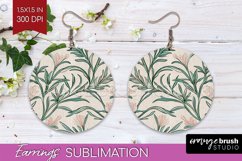 Vintage Flowers Round Earrings - Floral PNG Sublimation Product Image 1
