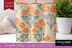 Vintage Flowers Tumbler Wrap - Floral Tumbler PNG Product Image 1