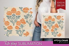 Vintage Flowers Tote Bag - Floral Tote Bag PNG Sublimation Product Image 1
