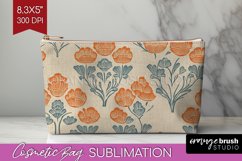 Vintage Flowers Cosmetic Bag - Floral Makeup Bag PNG Product Image 1
