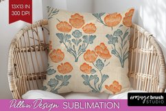 Vintage Flowers Pillow Sublimation - Floral Pillow Cover PNG Product Image 1