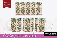 Vintage Flowers Mug Wrap - Floral Mug PNG Sublimation Product Image 1