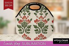 Vintage Flowers Lunch Bag - Floral Lunch Bug PNG Sublimation Product Image 1
