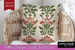 Vintage Flowers Pillow Sublimation - Floral Pillow Cover PNG Product Image 1