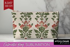 Vintage Flowers Cosmetic Bag - Floral Makeup Bag PNG Product Image 1