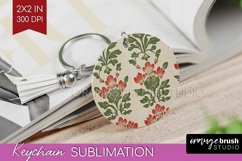 Vintage Flowers Keychain PNG - Floral Keychain Sublimation Product Image 1