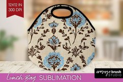Vintage Flowers Lunch Bag - Floral Lunch Bug PNG Sublimation Product Image 1