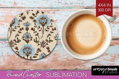 Vintage Flowers Round Coaster - Floral Coaster PNG Product Image 1