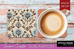 Vintage Flowers Square Coaster - Floral Coaster PNG Product Image 1