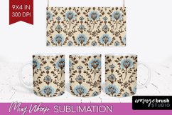 Vintage Flowers Mug Wrap - Floral Mug PNG Sublimation Product Image 1