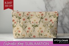 Vintage Flowers Cosmetic Bag - Floral Makeup Bag PNG Product Image 1