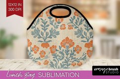 Vintage Flowers Lunch Bag - Floral Lunch Bug PNG Sublimation Product Image 1