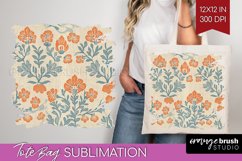 Vintage Flowers Tote Bag - Floral Tote Bag PNG Sublimation Product Image 1