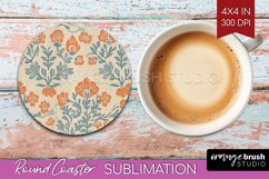 Vintage Flowers Round Coaster - Floral Coaster PNG Product Image 1
