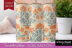 Vintage Flowers Tumbler Wrap - Floral Tumbler PNG Product Image 1