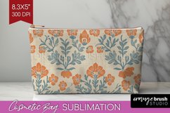 Vintage Flowers Cosmetic Bag - Floral Makeup Bag PNG Product Image 1