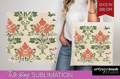 Vintage Flowers Tote Bag - Floral Tote Bag PNG Sublimation Product Image 1