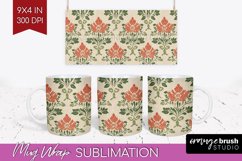 Vintage Flowers Mug Wrap - Floral Mug PNG Sublimation Product Image 1