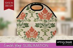 Vintage Flowers Lunch Bag - Floral Lunch Bug PNG Sublimation Product Image 1