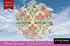 Vintage Flowers Wind Spinner Sublimation PNG - Floral Round Product Image 1