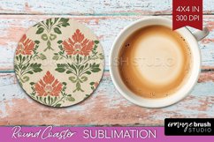 Vintage Flowers Round Coaster - Floral Coaster PNG Product Image 1
