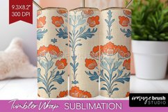 Vintage Flowers Tumbler Wrap - Floral Tumbler PNG Product Image 1