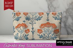 Vintage Flowers Cosmetic Bag - Floral Makeup Bag PNG Product Image 1
