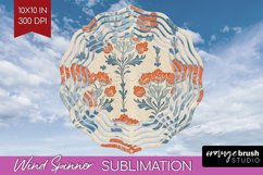 Vintage Flowers Wind Spinner Sublimation PNG - Floral Round Product Image 1