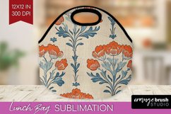 Vintage Flowers Lunch Bag - Floral Lunch Bug PNG Sublimation Product Image 1