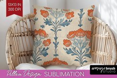Vintage Flowers Pillow Sublimation - Floral Pillow Cover PNG Product Image 1