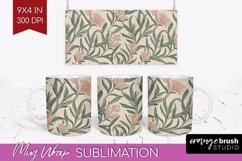 Vintage Flowers Mug Wrap - Floral Mug PNG Sublimation Product Image 1