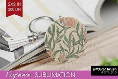 Vintage Flowers Keychain PNG - Floral Keychain Sublimation Product Image 1