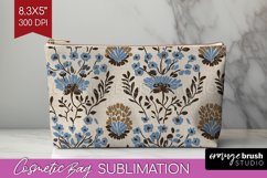 Vintage Flowers Cosmetic Bag - Floral Makeup Bag PNG Product Image 1
