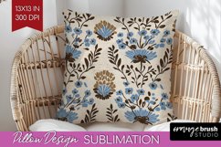 Vintage Flowers Pillow Sublimation - Floral Pillow Cover PNG Product Image 1