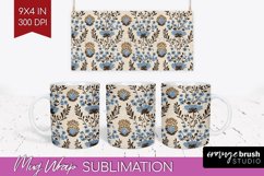 Vintage Flowers Mug Wrap - Floral Mug PNG Sublimation Product Image 1