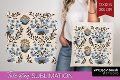 Vintage Flowers Tote Bag - Floral Tote Bag PNG Sublimation Product Image 1