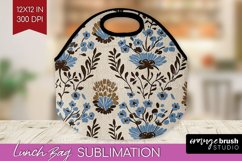Vintage Flowers Lunch Bag - Floral Lunch Bug PNG Sublimation Product Image 1