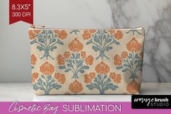 Vintage Flowers Cosmetic Bag - Floral Makeup Bag PNG Product Image 1