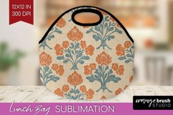 Vintage Flowers Lunch Bag - Floral Lunch Bug PNG Sublimation Product Image 1