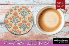 Vintage Flowers Round Coaster - Floral Coaster PNG Product Image 1