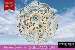 Vintage Flowers Wind Spinner Sublimation PNG - Floral Round Product Image 1