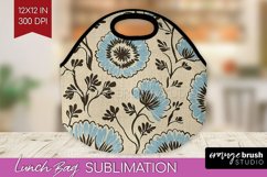 Vintage Flowers Lunch Bag - Floral Lunch Bug PNG Sublimation Product Image 1