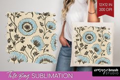 Vintage Flowers Tote Bag - Floral Tote Bag PNG Sublimation Product Image 1